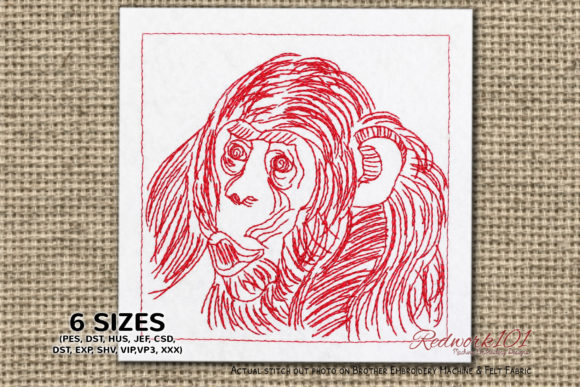 Baby Chimpanzee Embroidery Design