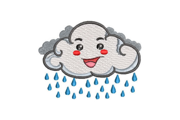 Cloud with Raindrops: A Seasonal Embroidery Gem