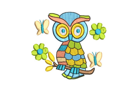 Colorful Owl Embroidery Design