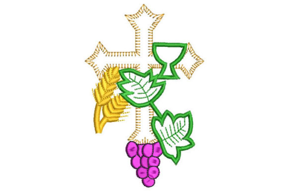 Cross with Grapes and Wheat