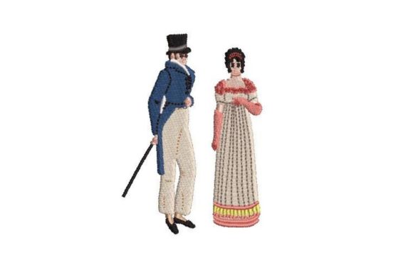 Regency Era Couple Embroidery Design